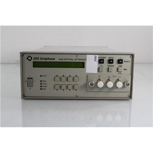 JDS Uniphase HA097+24AFA1 HA9 9/125 Optical Attenuator with 2/98 Coupler and FC/APC Front Bulkheads